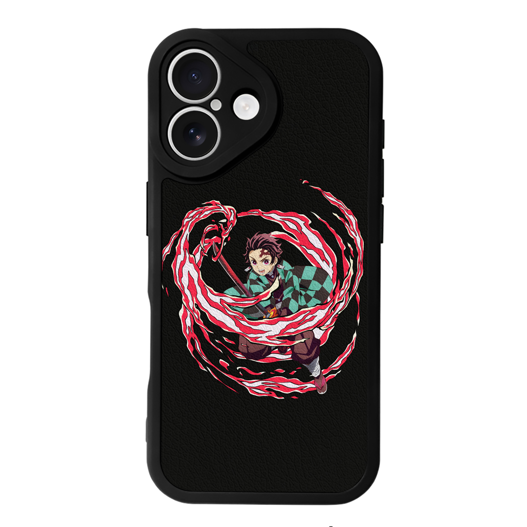 （画像用） 鬼滅の刃 竈門 炭治郎／かまど たんじろう Kamado Tanjirou 【iPhone 16シリーズ対応】シリコンスマホケース（レザー調） 材質：シリコン